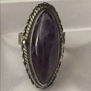 Vintage Sterling Amethyst Poison Ring